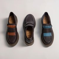 AGAZI Damen vegan 3 In 1 Loafers Diane Dunkle Sohle Schokoladenbraun