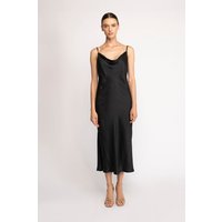 Neu Nomads Damen vegan Kleid Midi Rundhalsausschnitt Schwarz