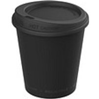 WerbeTopShop 23% Rabatt Schlichte schwarze 200 ml ToGoKaffeebecher mit Deckel