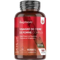 Vinaigre de Cidre 1860mg 180 gélules végan avec gingembre, curcuma et piment de cayenne