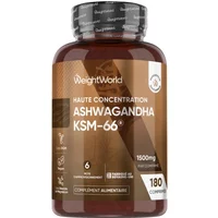 Ashwagandha KSM-66 1500 mg 180 comprimés végétaliens (6 mois) - Extrait de poudre d'Ashwagandha 10:1 (ginseng indien/Withania Somnifera)