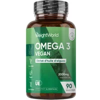 Oméga-3 Végan - Huile d’Algues 100% pure - Soutien cardiovasculaire et cognitif - 2000 mg - 90 capsules molles