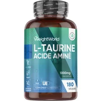 Taurine 1000mg Pure - 180 gélules pour la masse musculaire