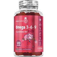 Vegan Omega 3-6-9 Gummies for Kids | Strawberry & Raspberry flavour | Brain & Vision Support | maxmedix