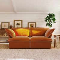 Sky Cloud Plus Cloud Sofa | Replaceable Cover 83-Inch Velvet Loveseats 2-Seaters - Dark Orange