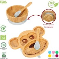 VINSANI BAMBOO MONKEY PLATE,BOWL & SPOON SET