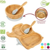 VINSANI BAMBOO ELEPHANT PLATE,BOWL & SPOON SET