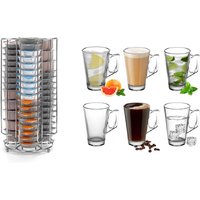 VINSANI LATTE GLASS 6PCS + COFFEE STAND 0006375