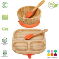 VINSANI BAMBOO BOWL, SQUARE PLATE & SPOON SET