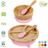 VINSANI BAMBOO BOWL, ROUND PLATE & SPOON SET