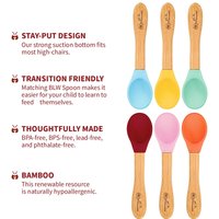 6 Pieces Bamboo and Silicone Spoon Set for Baby/Toddler Weaning