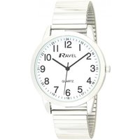 Ravel Mens Bold Number White Dial Gold Expander Bracelet Watch R0232.21.1