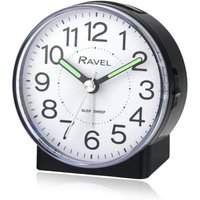 Ravel Round Mid Sized Bedside Quartz Alarm Clock - Black RC039.3
