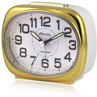 Ravel Small sized pillow shaped Bedside Quartz Alarm Clock - White / Gold RC040.42