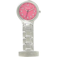 Ravel Easy-Read Nurse Pink Dial Silver Tone Fob Watch - R1101.15