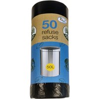 Tidyz Drawstring Refuse Sacks Bin Bags, Black,50L(Select Your Pack)