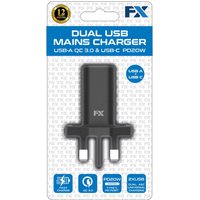 FX Dual UK Main Charger USB-C and USB-A, White