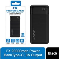 FX 20000 mAh Powerbank with Type-C 3A Output, Black