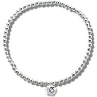 Cubic Zirconia 6mm Silver Beaded Bracelet