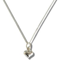 Girls Mini Puff Heart Silver Necklace