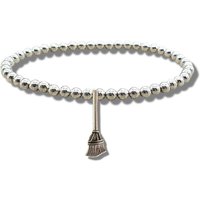 Broom Silver Beaded Bracelet