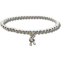 Girls Teddy Silver Beaded Bracelet