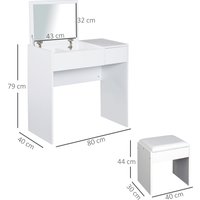 Dressing Table With Padded Stool-White