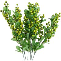 Pack of 6 x 70cm Artificial Green Berry Spray