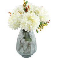 50cm Grey Glass Vase Artificial Chrysanthemums