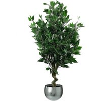 110cm Leaf Realistic Artificial Ficus Tree / Plant Silver Curve Planter