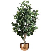 100cm Premium Artificial Ficus Twist Tree Copper Curve Planter
