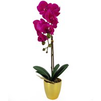 46cm Artificial Orchid Dark Pink / Gold
