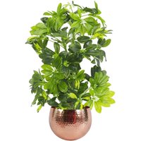 75cm Artificial Arboricola Gold Capella Plant - Copper Metal Planter