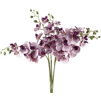 Pack of 6 x 100cm Artificial Phalaenopsis Orchid Purple Stem - 42 Flowers