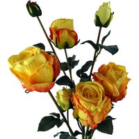 60cm Yellow Rose Artificial Flowers Spray - 4 Flowers 3 Buds