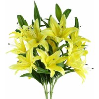 Pack of 6 x 100cm Large Yellow Lily Stem - 18 Flowers