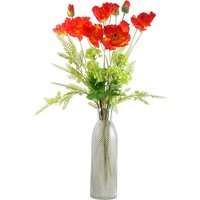 100cm Red Poppy and Fern Glass Vase