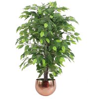 90cm Artificial Ficus Tree / Plant -Copper Metal Planter