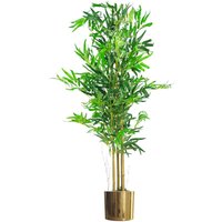 120cm (4ft) Realistic Artificial Bamboo Plants Trees with Gold Metal Planter