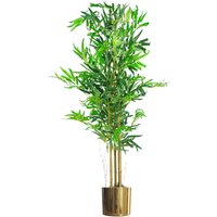120cm (4ft) Natural Look Artificial Bamboo Plants Trees with Gold Metal Planter
