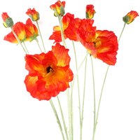 Pack of 6 x 100cm Artificial Poppy Stem - 2 Flowers