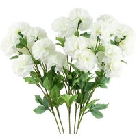 Pack of 6 x 70cm White Artificial Carnation Stem - 24 Flowers