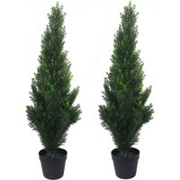 90cm Pair of Artificial Cedar Cypress Topiary UV Resistant