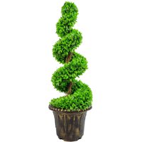 90cm Green Large Leaf Spiral with Decorative Planter