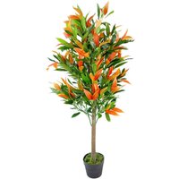 130cm Leaf Realistic Red Robin Artificial Ficus Tree Photinia Red Green