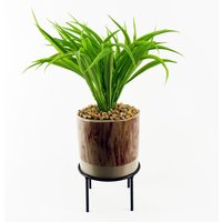 35cm Artificial Grass with Ceramic Planter & Metal Stand