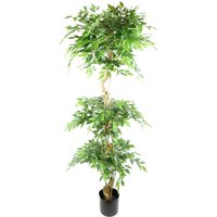 180cm Artificial Twisted Trunk Fruticosa Ficus Tree Triple Ball Topiary 1984 Leaves