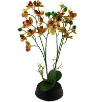 43cm Large Pink Yellow Artificial Orchid in Ceramic Planter