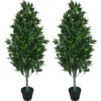 Pair of 120cm (4ft) Artificial Topiary Bay Trees Pyramid Cones - Extra Large