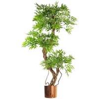 140cm Leaf Realistic Artificial Japanese Fruticosa Ficus Tree, Green Copper